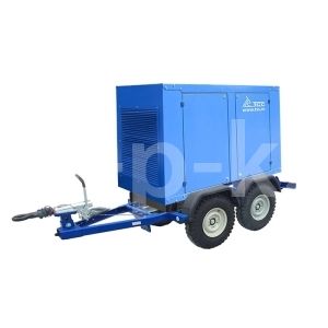 Дизельный генератор ТСС АД-50С-Т400-1РМ9 в погодозащитном кожухе на прицепе с АВР  фото